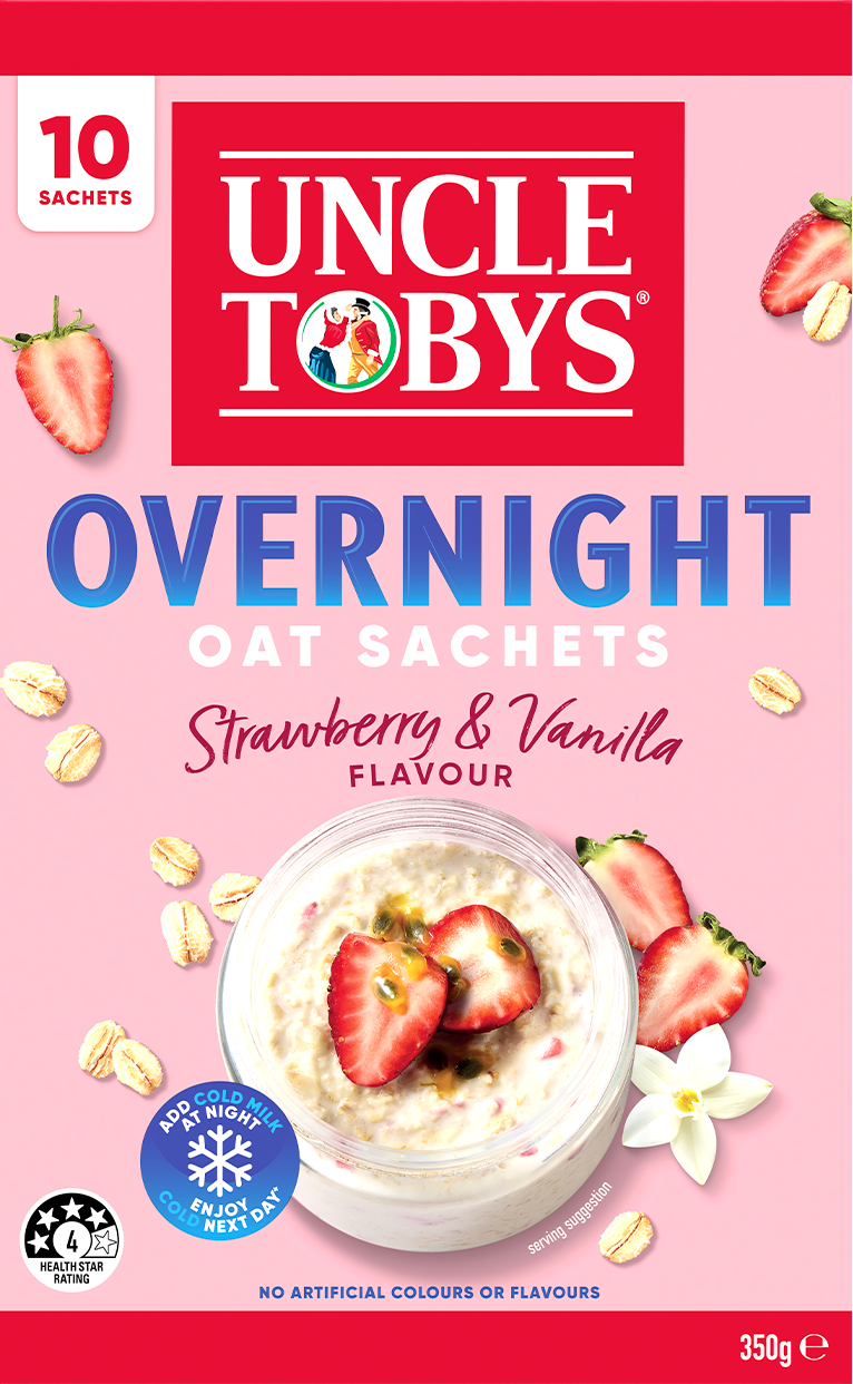Quick Oats Sachets Overnight Strawberry and Vanilla Porridge